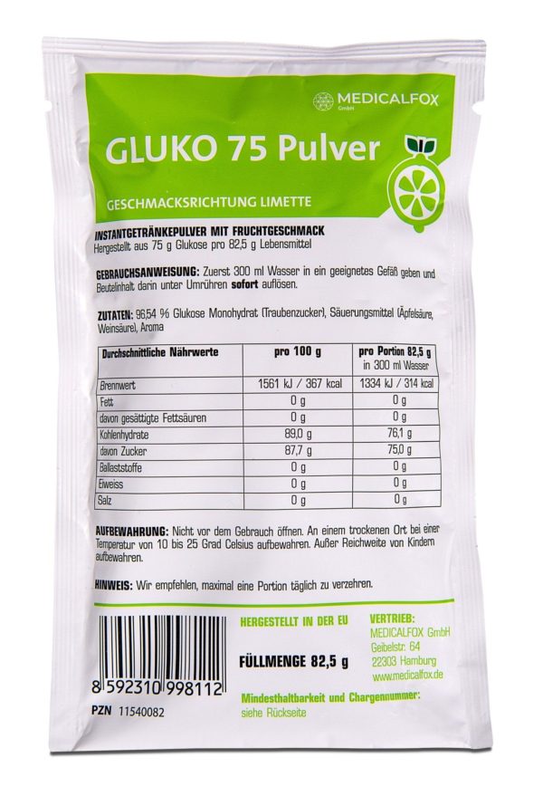 GLUKO 75 Pulver, Limette - LifeStyle Quality Online-Shop